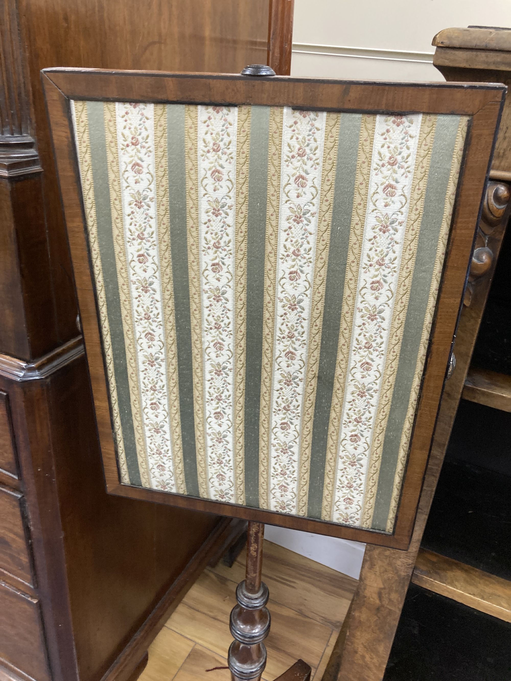 A Victorian adjustable pole screen, height 135cm